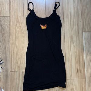 Black Mini Dress with Monarch Butterfly Decal